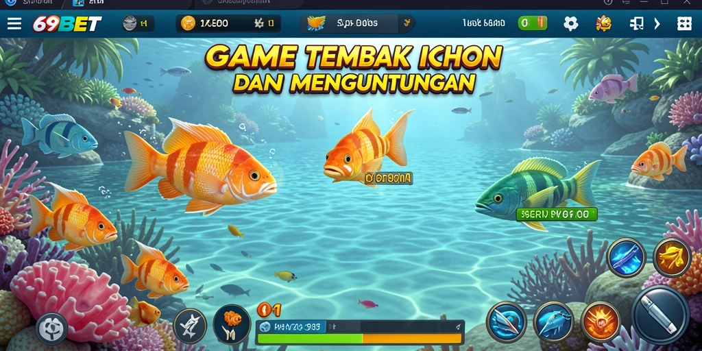 Tampilan gameplay seru dari 69BET saat menembak ikan.