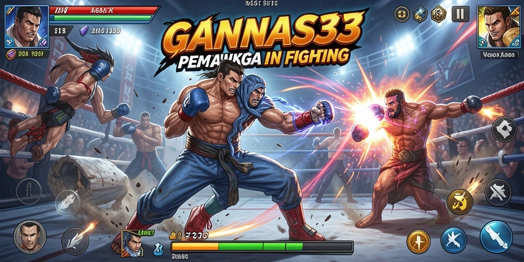 Screenshot gameplay GANAS33 yang menampilkan aksi pertarungan intens.