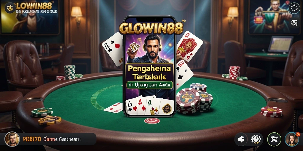 Screenshot gameplay GLOWIN88 menampilkan sesi poker yang mendebarkan.