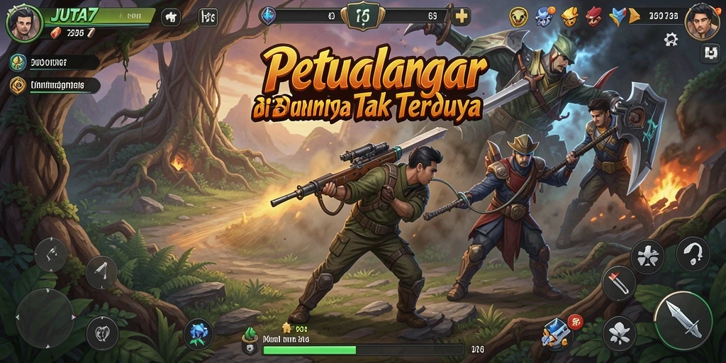 Gameplay JUTA7 yang menampilkan aksi petualangan seru.