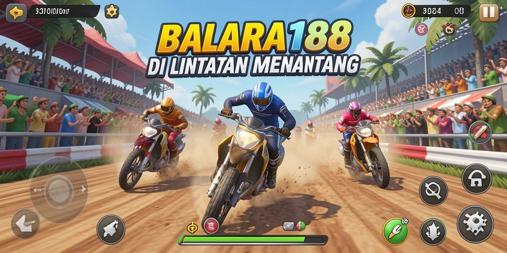 Tampilan Gameplay MENARA188 dengan mobil balapan yang cepat.