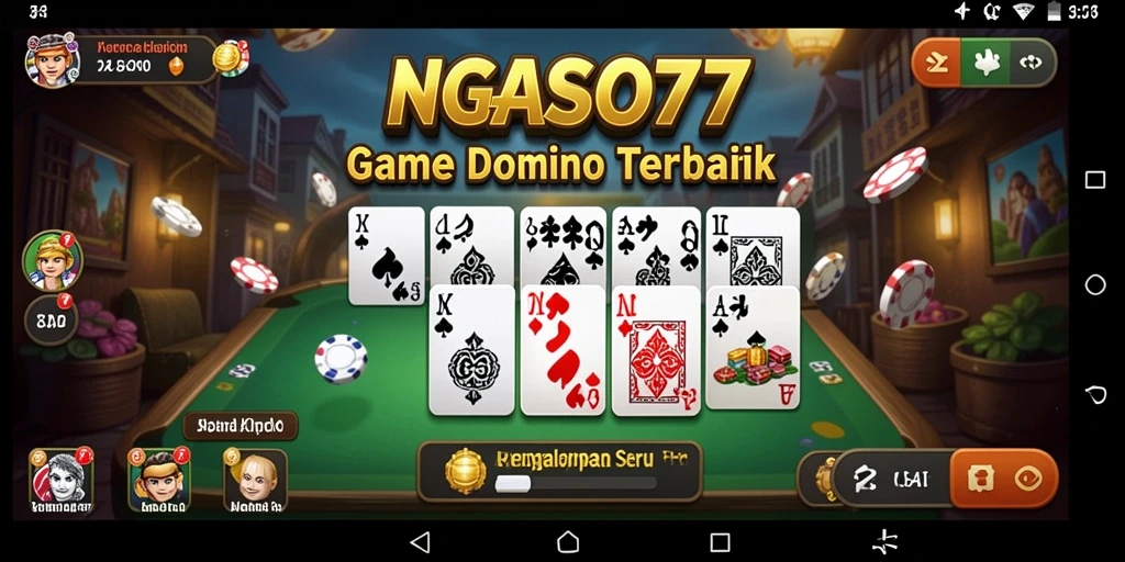 Screenshot NGASO77 menampilkan pengalaman bermain domino yang seru dan interaktif.