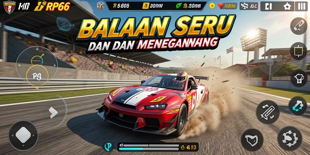 Tampilan gameplay RP66 yang menegangkan dengan balapan cepat.