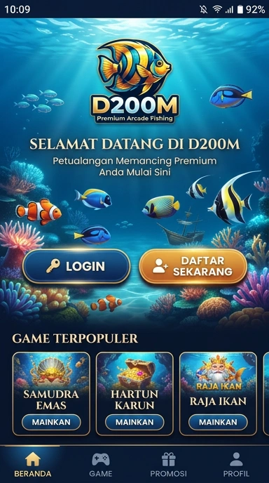 Tampilan utama d200m yang ramah pengguna.